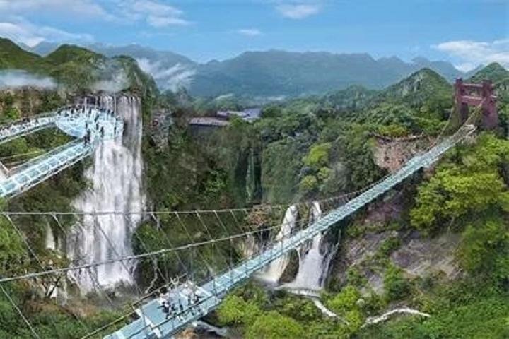 Gulong Gorge Skywalk Glass Bridge and Waterfall View Private Tour