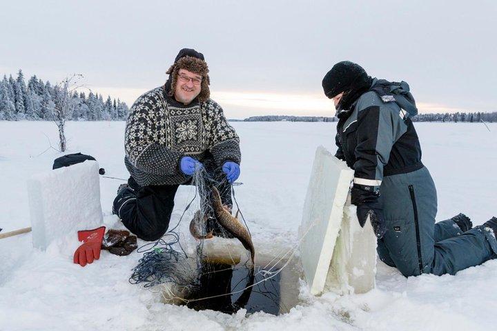 Ice Fishing by Snowmobile from Levi, Finland