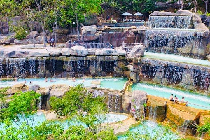 Private Full Day Explore Jumping Cliff Waterfall and Relax At Hot Spring Center