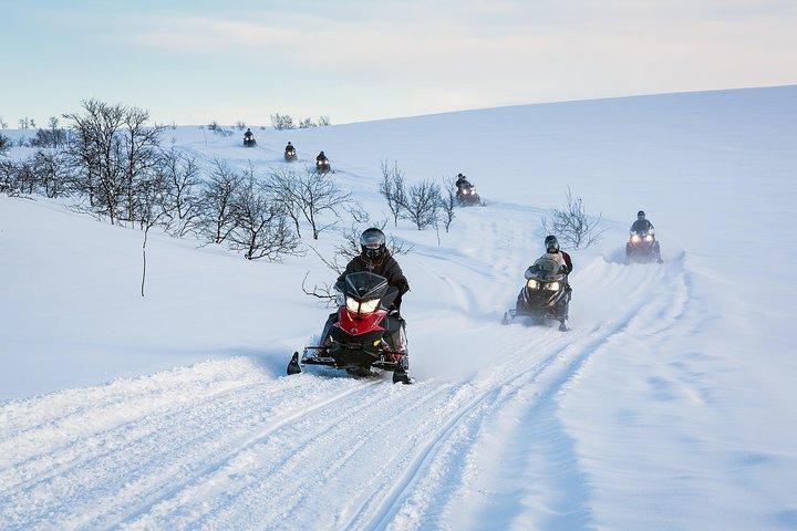 Snowmobile safari in the mountain plateau of Finnmarksvidda