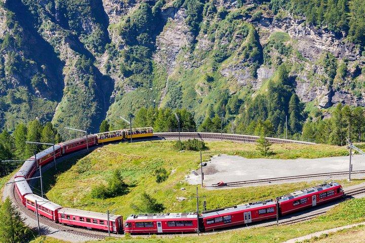 Milan Bernina Scenic Train ride on the Swiss Alps. Small-Group 