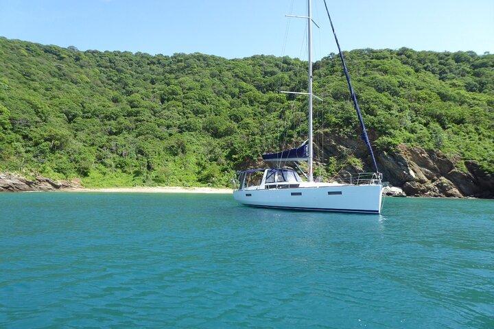 One amazing day in a private recent sailing boat in the Tayrona Park. The best sail trip from Santa Marta!