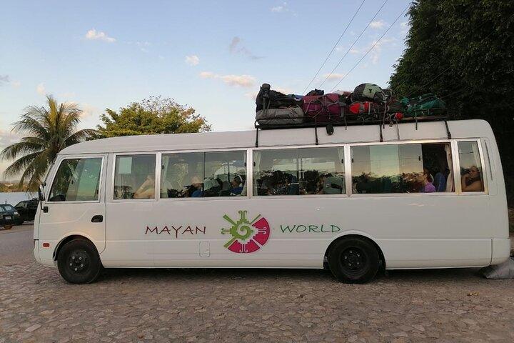 Bus transfer from Flores, Guatemala to Belize City