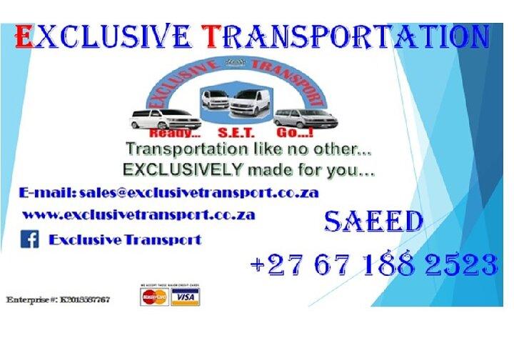 Exclusive transportation to any destination in South Africa from Johannesburg