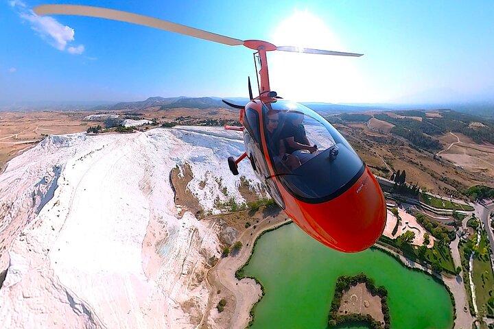 Gyrocopter over the Pamukkale Travertines and Hierapolis