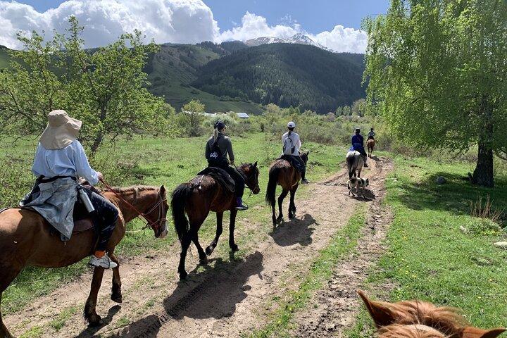 Horseback riding on the mountains of Chon Kemin National Park