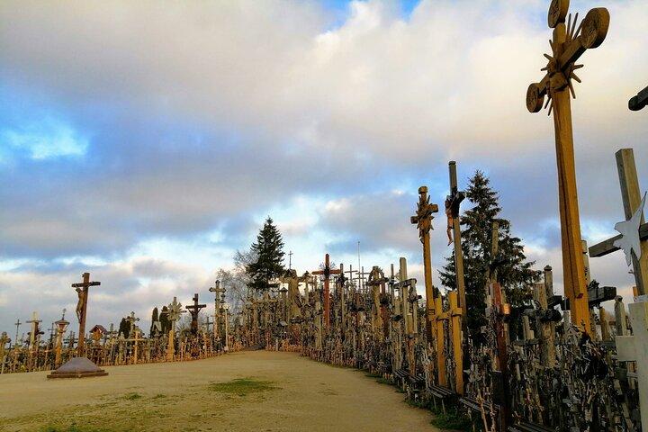 Sunset at the Hill of Crosses - 2 countries the same day! 