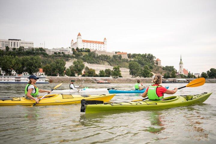Kayaking on Danube close to the city center