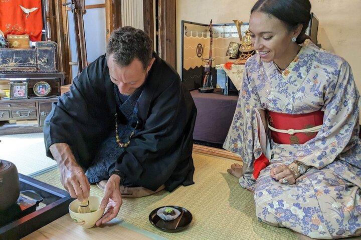 A Unique Antique Kimono and Tea ceremony Experience in English 