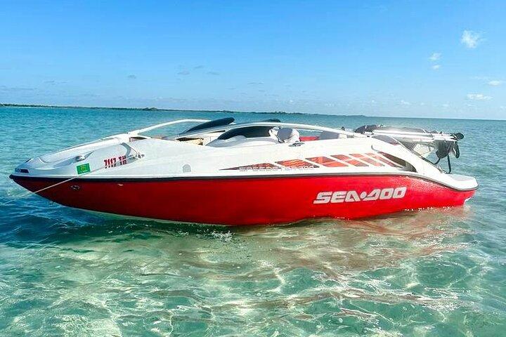 5-Hour Guided Jetboat Tour to Secret Beach, San Pedro, Belize.