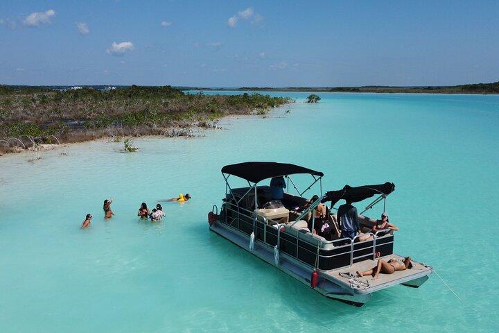 Private Pontoon Tour - Visit the Pirate Channel, Cenotes and Islands.
