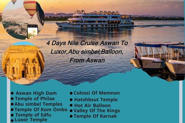  Amazing 3 Nights cruise Aswan to Luxor including Hot Air Ballon,Abu simbel 
